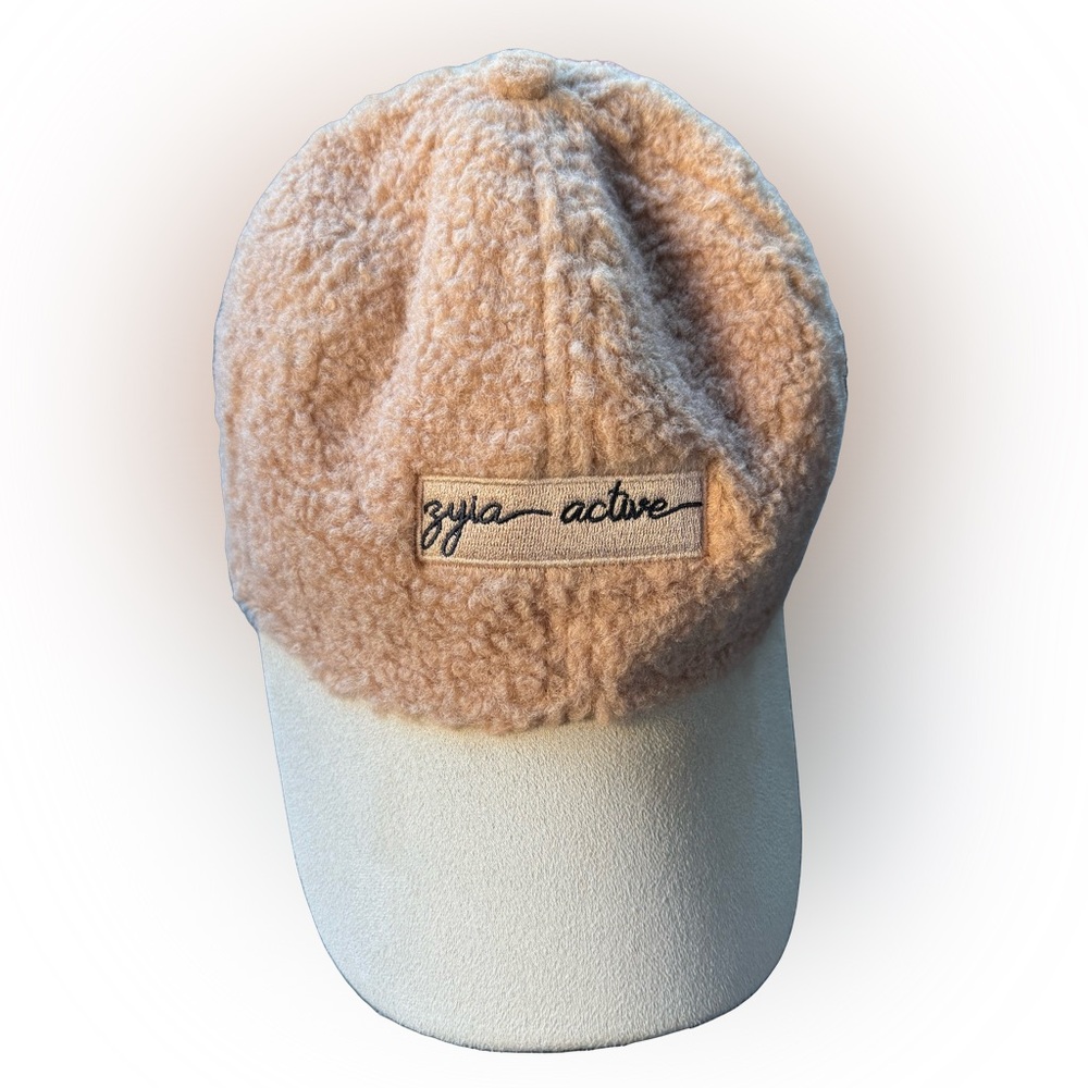 ZYIA Active Fleece Hat in Tan and Cream